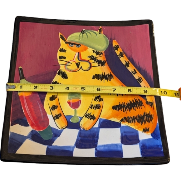 Naylor Designs whimsical Cat with wine Plate - Picture 4 of 5